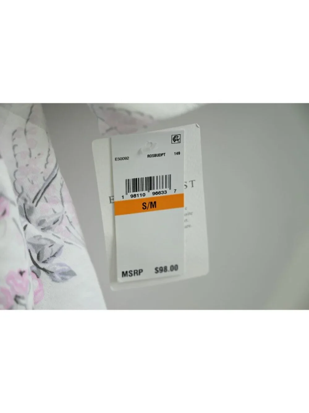 NWT Eileen West Quiet Bloom Cotton Quilt Wrap Robe Sz S/M Rose Bud E50092-149